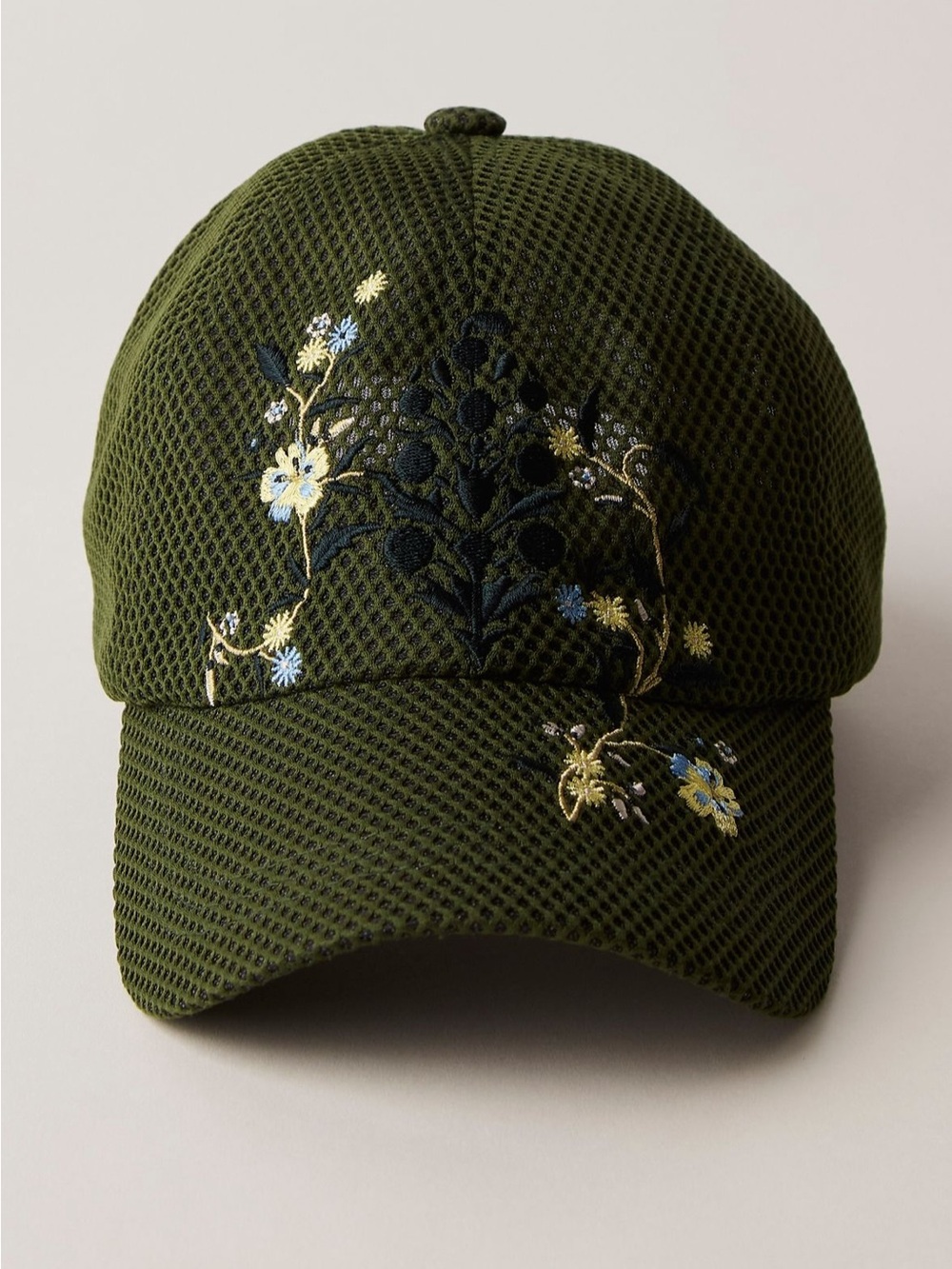 Free People Movement Embroidered Floral Hot The Trail Baseball Cap - Green NWT